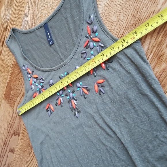 (XS) J by Jess Lightweight Soft Casual Tank Top Beaded Detailing Rayon Blend - Picture 5 of 9